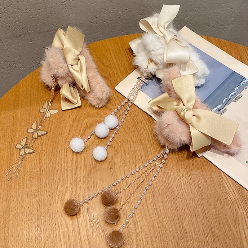 Corea del Sur felpa pelo clip Bola de Pelo borla colgante arco horquilla espalda Cabeza updo pelo agarre gran tiburón clip