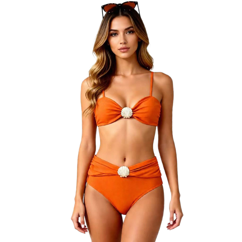 Bikini de Dos Piezas de Talle Alto de Nailon de Alta Elasticidad para Natación image 6