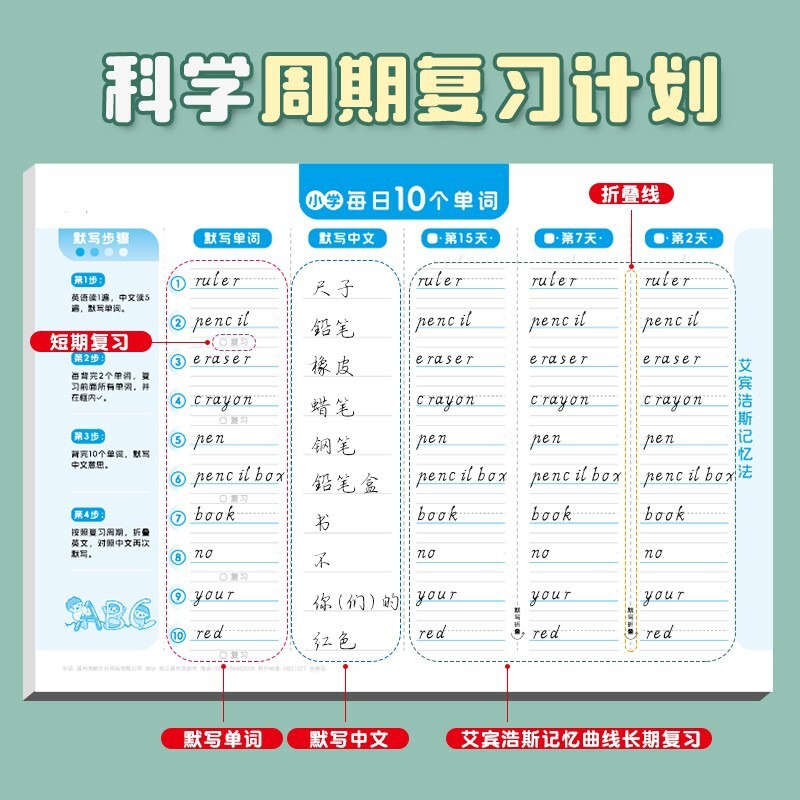 毎日10単語記憶本艾賓浩斯忘却曲線記憶本三四五六年級英語|undefined