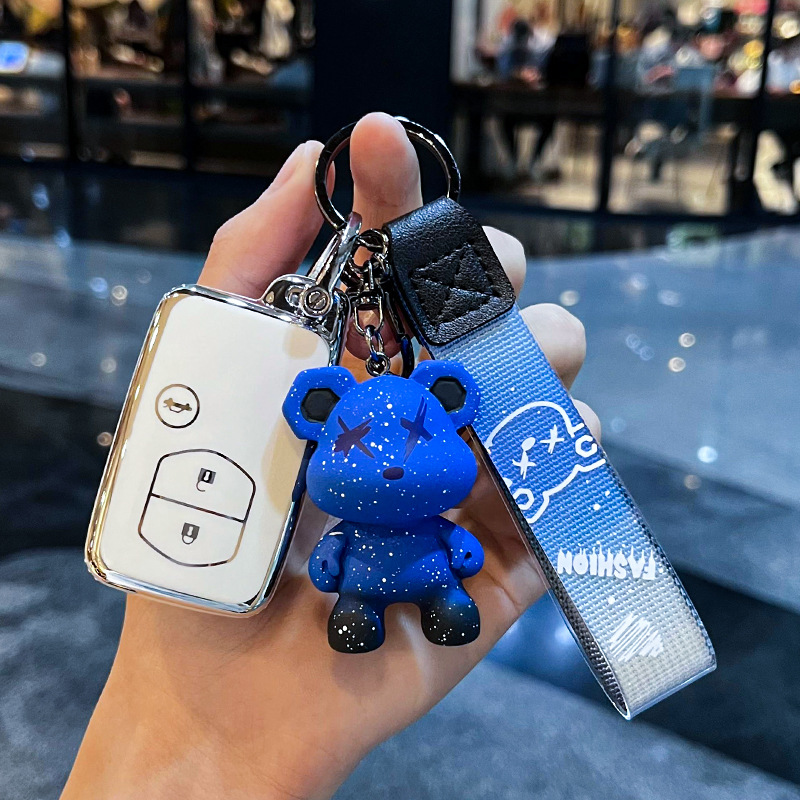 도요타 I-스마트 3 키 테일 박스 [싱글 쉘 화이트] + 블루 폭력 곰 펜던트