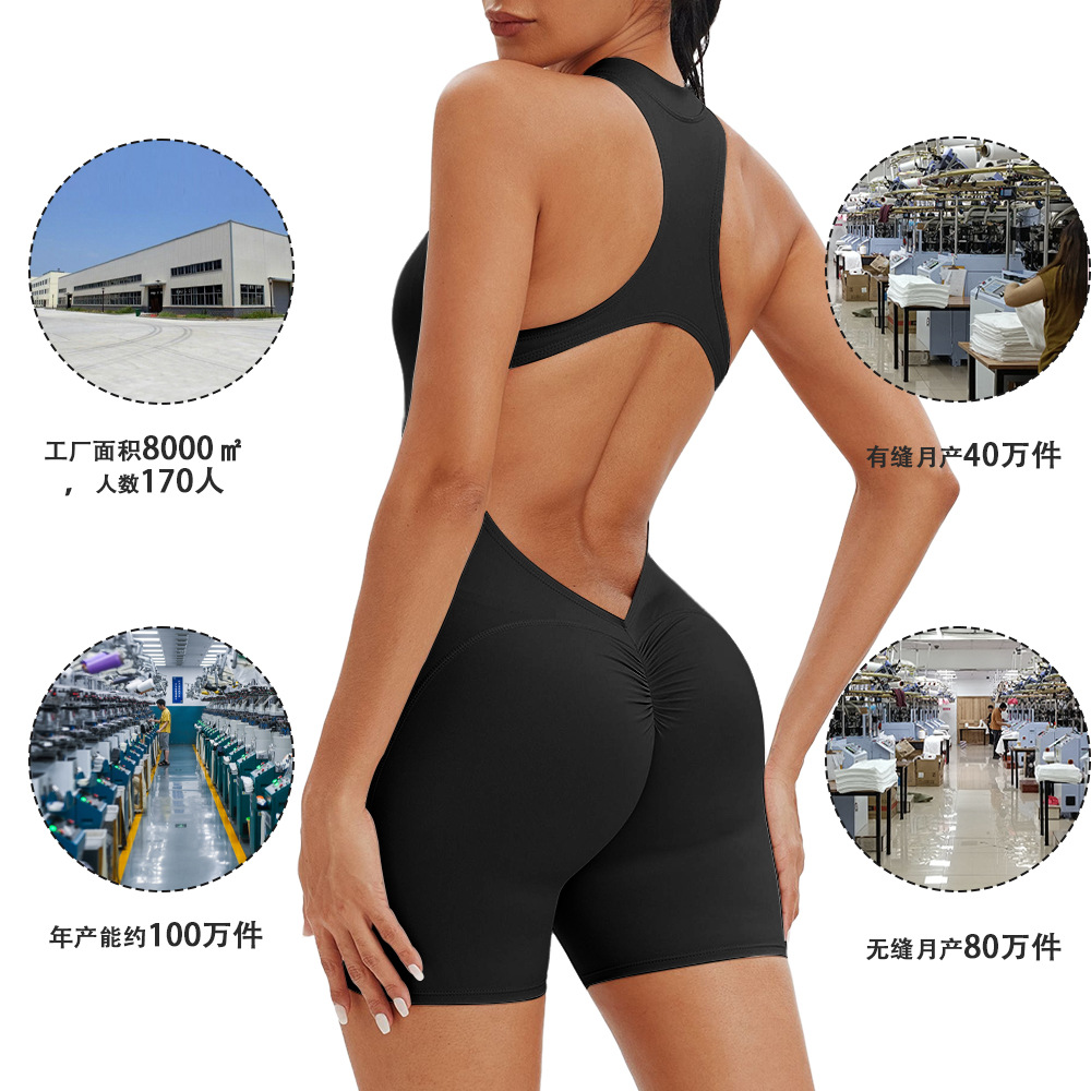 2025 moda de moda transfronteriza europea y americana ropa de yoga medio cardián de espalda abierta, caderas cerradas abdominales, camiseta, pantalones cortos