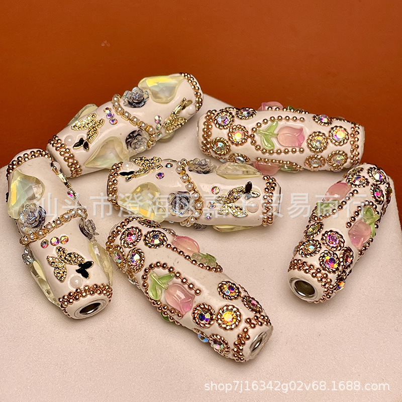 Nepal inlaid series handmade barrel beads diy accessories handmade loose beads spacer beads Buddha necklace accessories