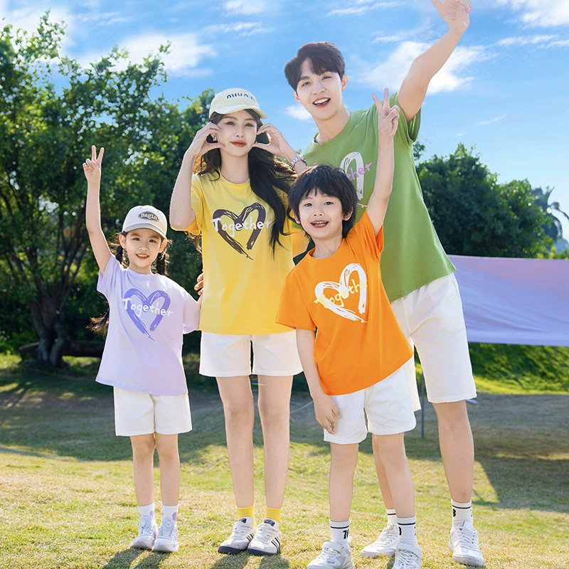 2025 новая летняя модная повседневная одежда для семьи из четырех человек, семейная одежда, униформа для командных игр, разноцветные костюмы для путешествий и вечеринок