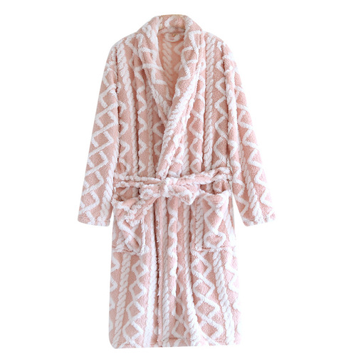 Couple's Flannel Robe for Autumn/Winter, Thick and Warm, Unisex Bath Robe, Plus Size Pajamas, Simple Home Wear, New Arrival