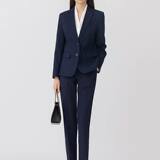Áo khoác xanh navy + quần thẳng