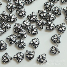 捷克进口琉璃玻璃珠复古描金猫咪猫头DIY串珠配件材料 称重批发