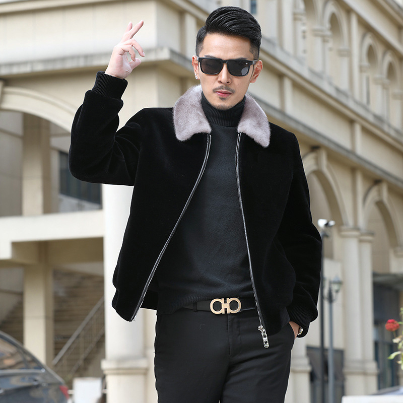 Live broadcast with goods one-piece delivery New Big Mink imitation mink men's coat popular factory supply wholesale white collar mink hair