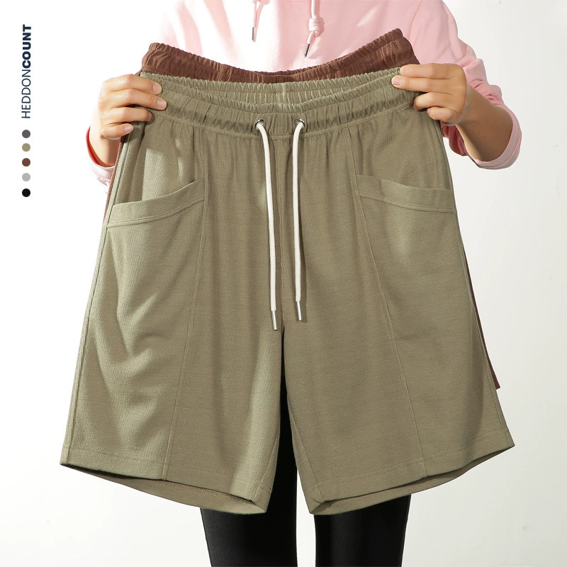 Men's Men 2025 Summer 260G тяжелые американские ретро средние брюки мужские уличные мешки без мешков прилив укороченные брюки