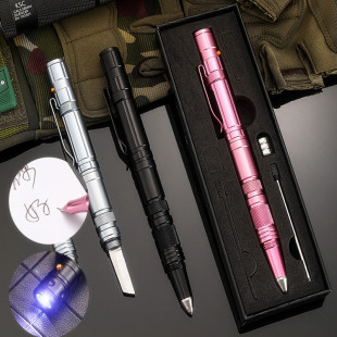 Outdoor LED lighting self-defense tactical pen multi-purpose stainless steel survival car tungsten steel broken window signature ballpoint pen