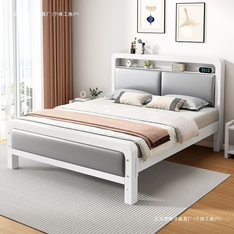 European-style wrought iron bed, home use double bed, simple modern silent iron bed, reinforced and thickened iron frame single bed for rental housing