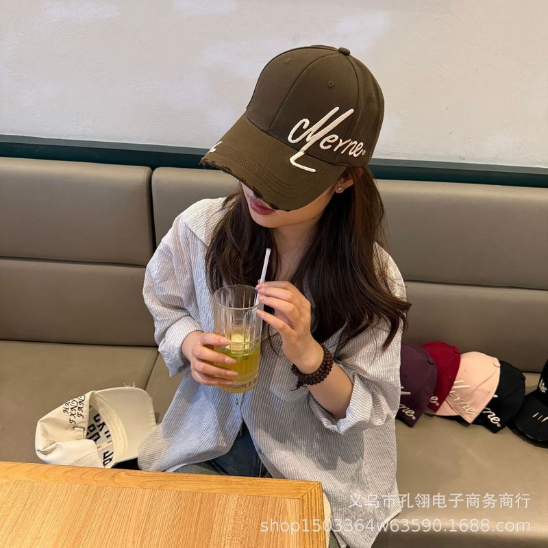 帽子女2025新款大头围刺绣棒球帽宽帽檐大脸显脸小潮牌硬顶鸭舌帽|undefined