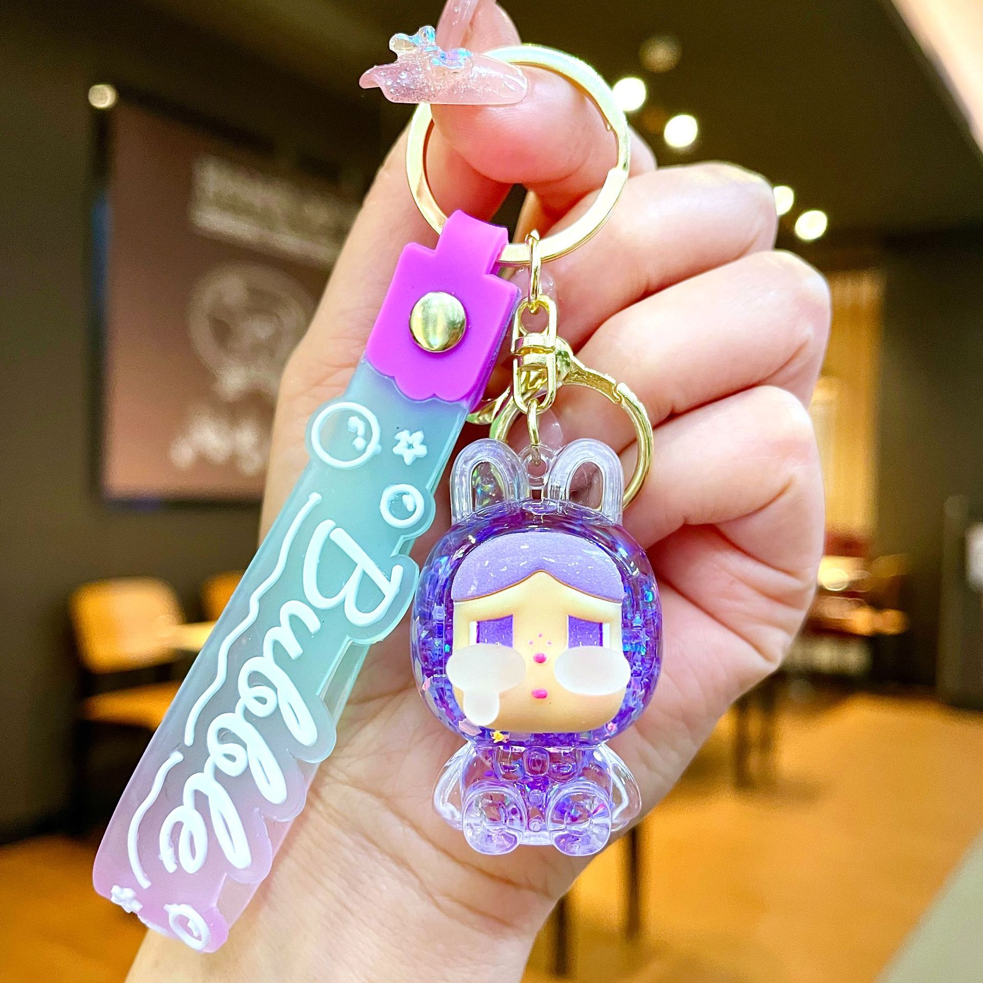 Llavero red acrílico con arena flotante