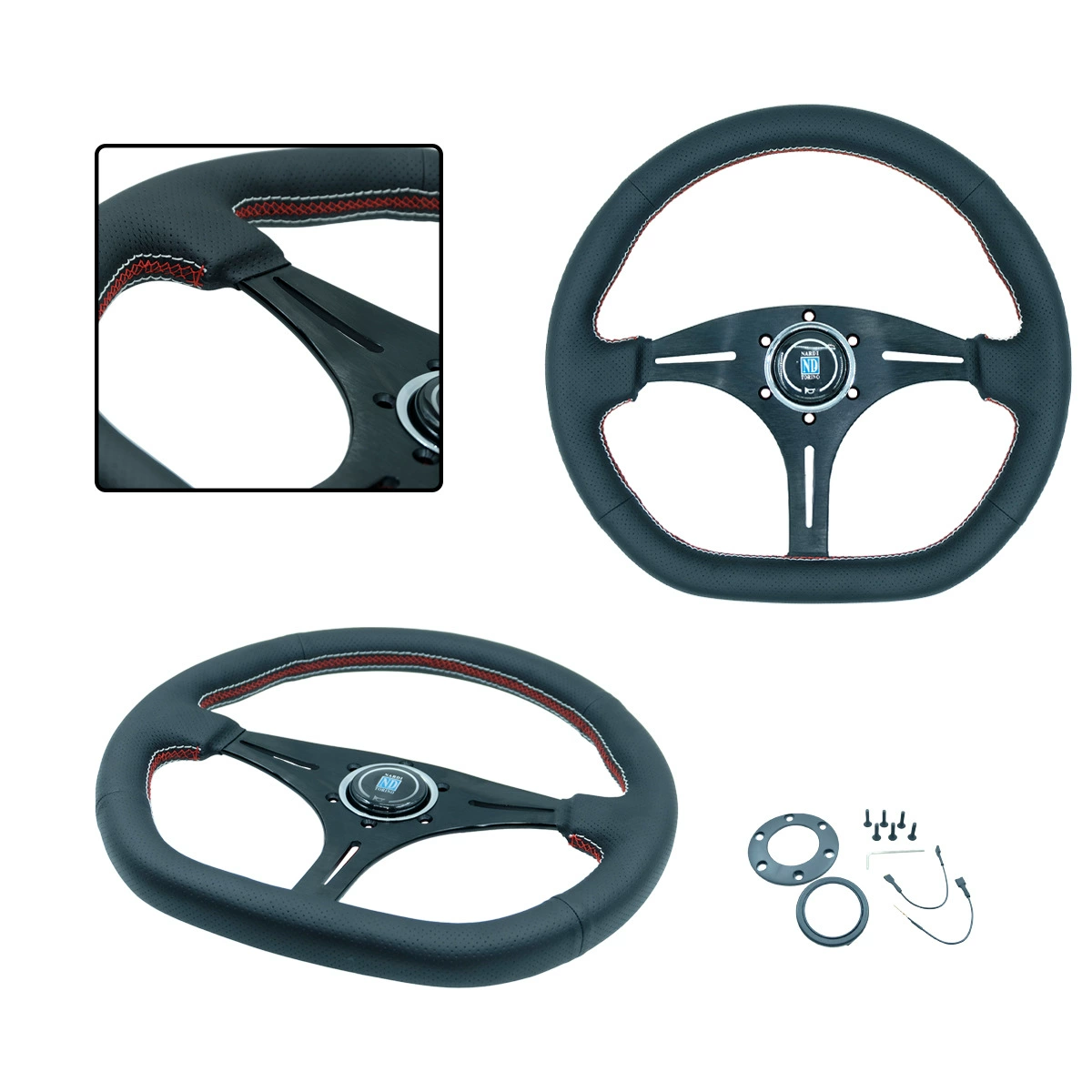 Автомобильная модификация рулевого колеса ND типа D плоский кожаный руль гоночный автомобиль универсальный 14 дюймов 350 мм руль
