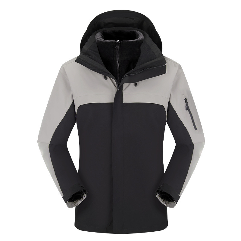 3 - en - 1 traje de asalto desmontable a prueba de viento dos piezas juego de ropa de trabajo de terciopelo casual capa de impresión LOGO para hombres