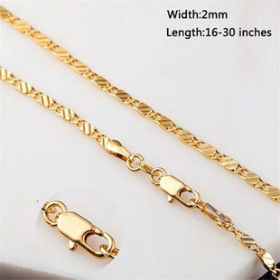 Longrui Cross-Border Hot Selling 18K Gold Plated Necklace 2mm Flat Chain 10,000-Word Chain 925 Silver Pendant with Chain Jewelry Wholesale