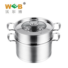 厂家直供不锈钢加厚双层直角锅蒸锅多功能锅单层复底礼品电磁炉