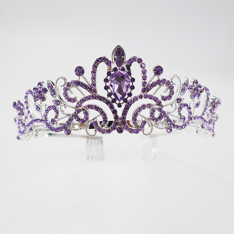 Tocados de Corona Europeos y Americanos, Accesorios para el Cabello de Novia de Aleación a la Moda, Diadema de Corona de Cristal para Fiesta, Lujosa