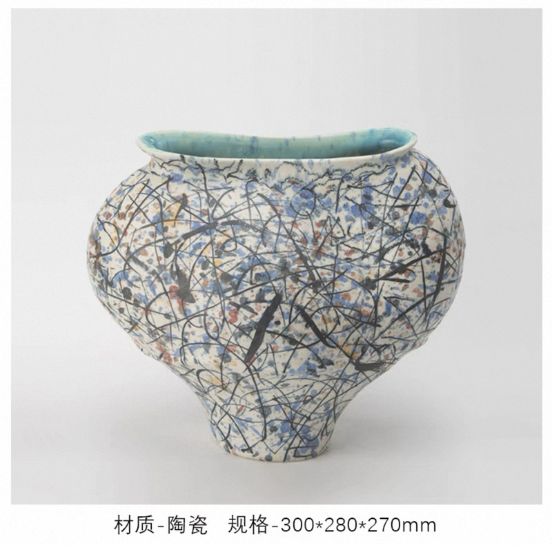 景徳鎮フランス中世法螺貝型手作りセラミック花瓶モデルルーム陶器ポット手描きビッグベリーフラワーアレンジメント装飾品|undefined