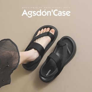 Augustonian Platform Sandals Women's Outer Wear 2025 New Summer Clip Toe Beach Sandals with Skirt Sports Soft Sole