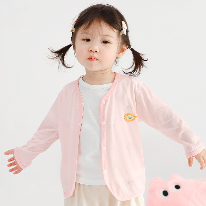 Ropa de protección solar para bebés, chaqueta de punto delgada para niños de verano, niños y niñas, ropa de verano, chaqueta con aire acondicionado, ropa de bebé image 9