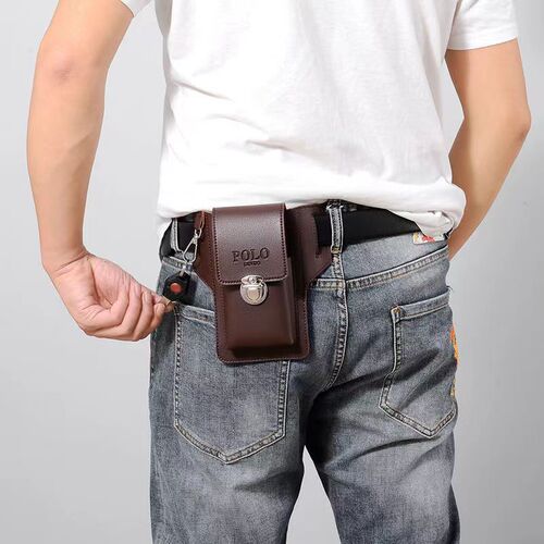 New vertical mobile phone waist bag for men working on construction sites, mobile phone holster that can hold cigarette cases, hang keys and wear belts