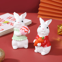 欧美万圣节兔子摆件花园庭院装饰树脂工艺品窗台微观盆景装饰雕塑