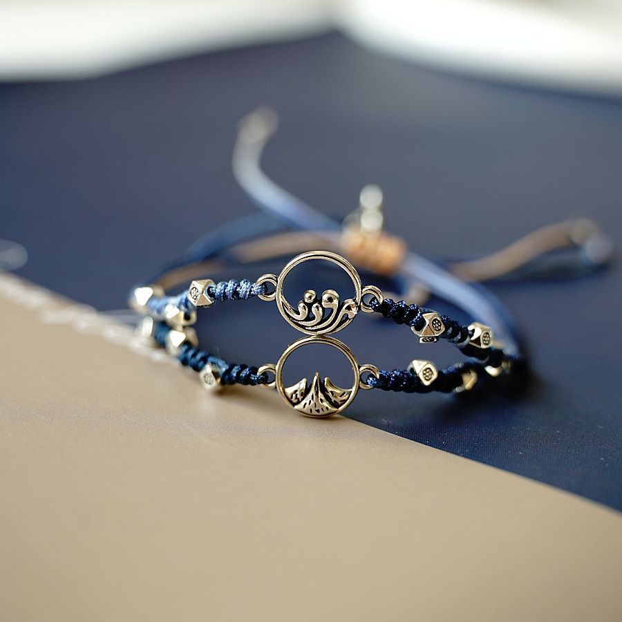 1 미터 도자기 Tanabata 발렌타인 데이 서약 커플 팔찌 쌍 인스 타 그램 틈새 디자인 수제 짠 팔찌