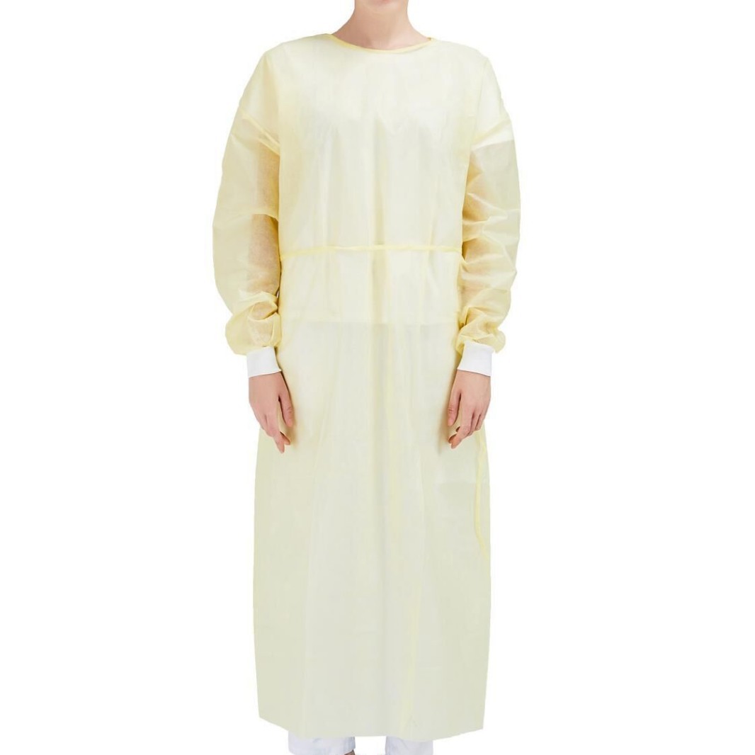 库存手术衣隔离衣清仓SMS黄色加强型手术衣PP+PE黄色隔离清仓