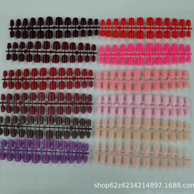 Factory Direct Sales of Fake Nails, Wearable Nail Tips, Short Square Solid Color, Suitable for White-Collar Workers, French Style Ins Trend