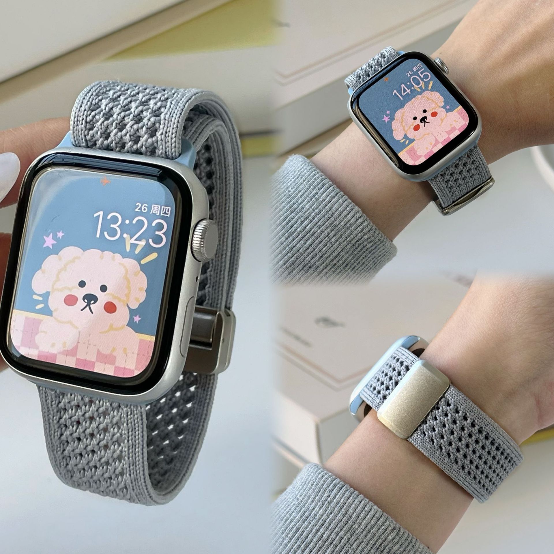 35g Weight Apple Smart Watch Magnetic Strap Classification Nylon Material Solid Color Pattern Fashion style Style Fashion Style Solid Color Apple Smart Watch Magnetic Strap 42