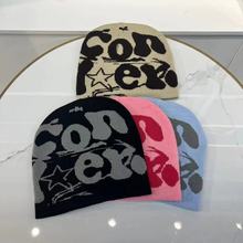 欧美爆款热卖秋冬保暖针织帽时尚双面提花豆豆帽男女针织毛线帽