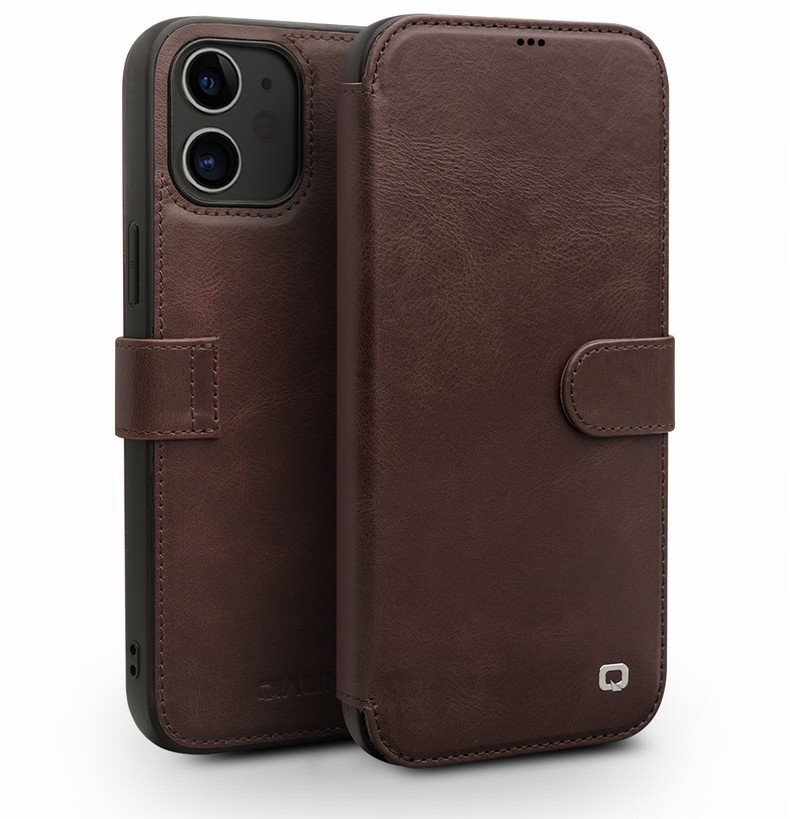 Ốp lưng da thật iPhone 12 Pro Max nắp lật mini có ngăn đựng thẻ — Khóa từ tính iPhone 12 mini 5,4 inch màu đen, Khóa từ tính iPhone 12 mini 5,4 inch màu nâu đậm, IPhone12 Pro Max 6,7 inch khóa từ tính doanh nhân màu nâu nhạt chi tiết 30