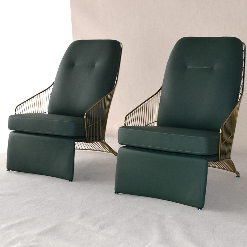 Light Luxury Simulated Leather Stainless Steel Chair Designer Seat Living Room Seating Area Style Sofa Creative Leisure Chair