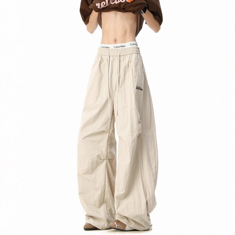 Quick-Dry Wide-Leg Cargo Pants for Men and Women, Summer Thin American Style Trendy Outdoor Hiking Parachute Pants, Loose Pants