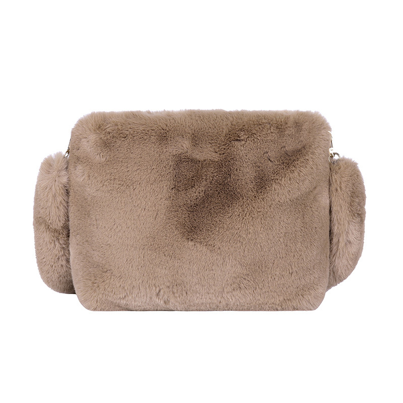 단색 단일 어깨 메신저 가방 가을과 겨울 새로운 패션 손을 들고 푹신한 가방 대용량 조커 푹신한 가방 머리카락