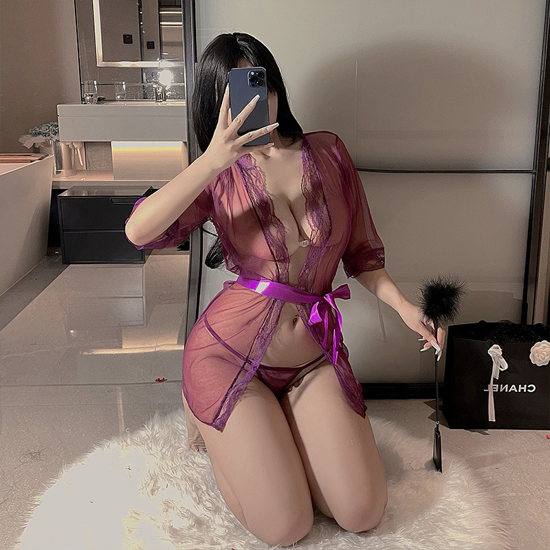 女士网纱衣性感蕾丝睡衣大码诱惑情趣内衣短裙透明成人qqny