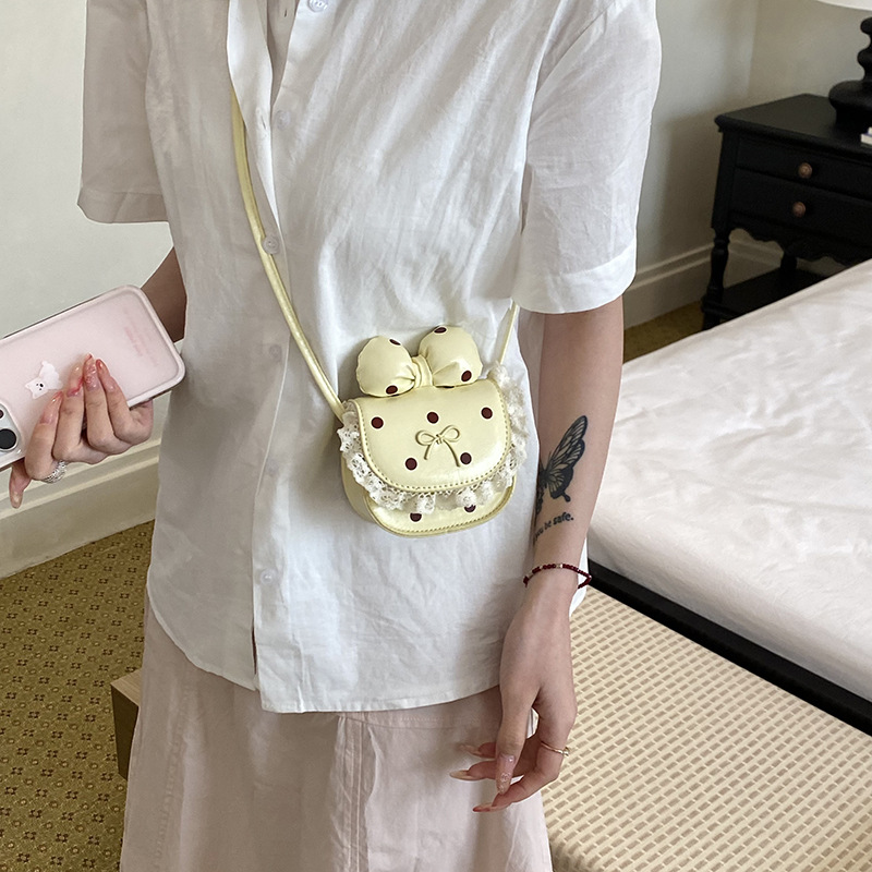Bolsas de niños dulces lindos arcos bolsas de hombro para hombres y mujeres, bolsas de acessorios de encaje de princesa