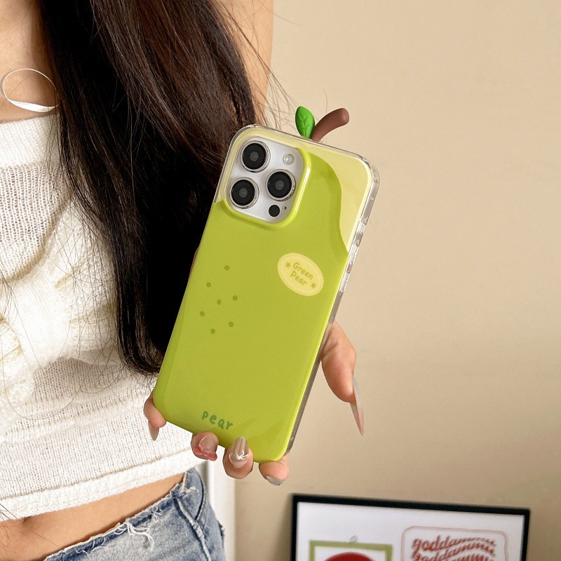 Creativa y divertida pera naranja tridimensional para Apple 15 funda para teléfono iphone16ProMax pareja 13 nuevo 14