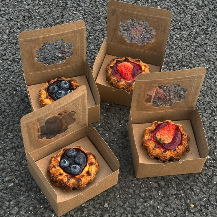 Caja de embalaje de tarta de huevo roja, tarta de maíz de encaje solar, caja de embalaje de tarta de frutas, tarta de pomelo, tarta de huevo única