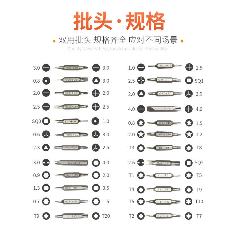 Juego de destornillador 48 en uno, bolígrafo de aluminio, cabezal de lote bidireccional cruzado de una palabra multifuncional, destornillador de reparación de precisión magnética fuerte