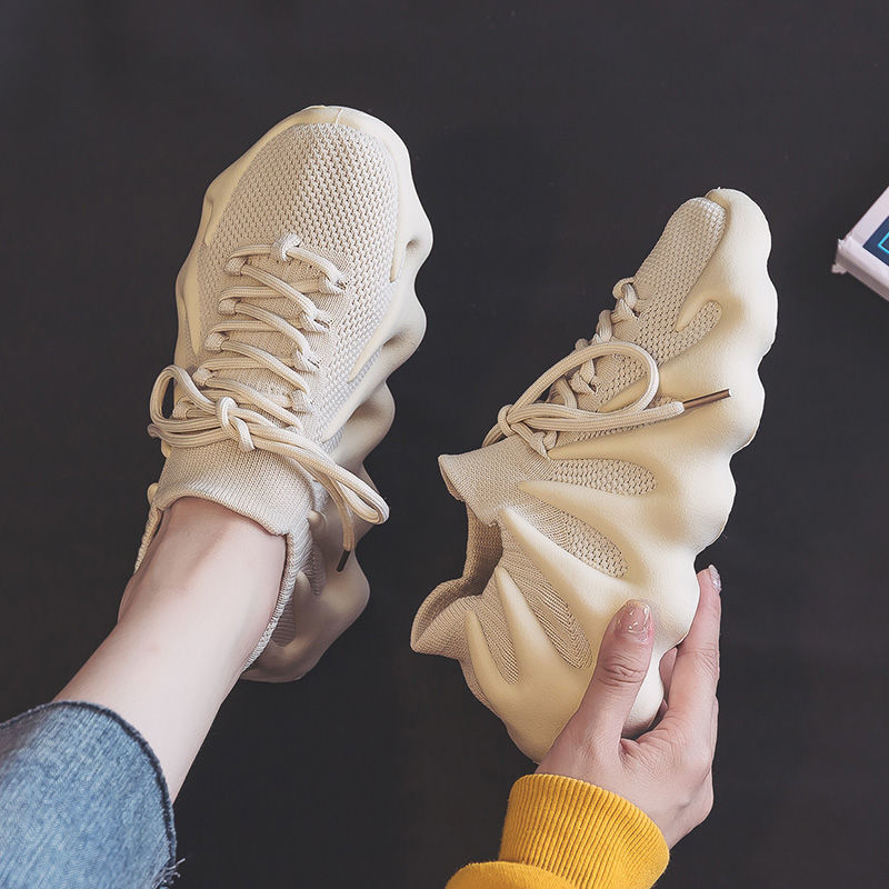 Volcánico bollos al vapor zapatos deportivos de las mujeres estilo coreano 2023 nueva primavera malla transpirable superficie volador tejido pulpo zapatos