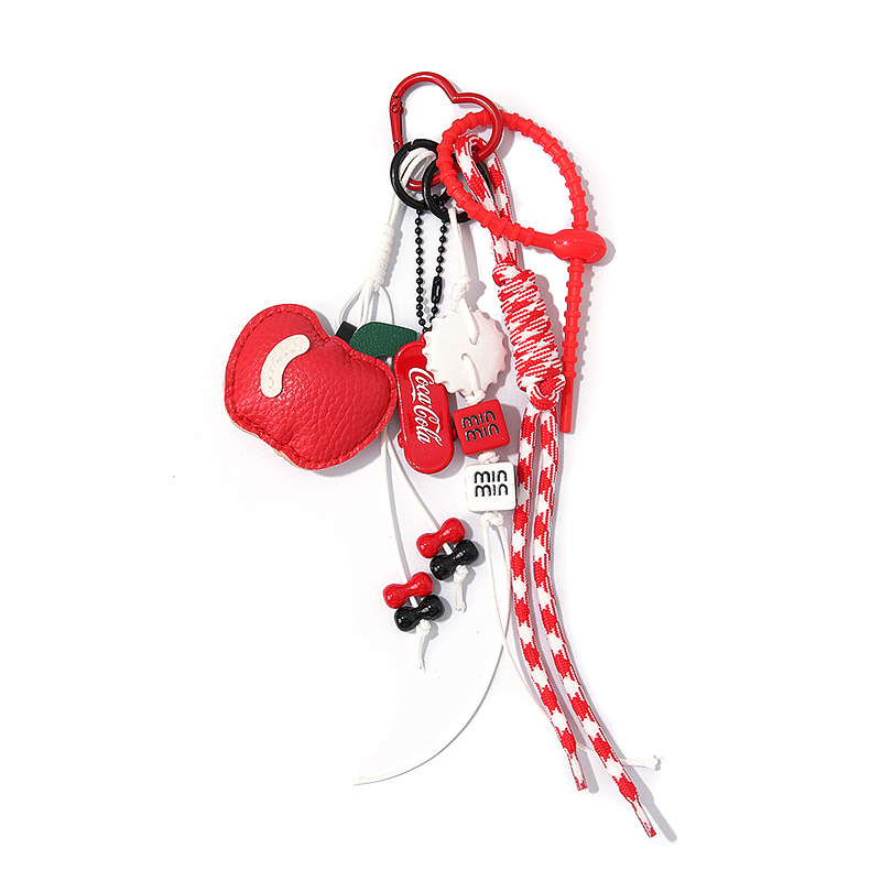 Nuevo cordón tejido a mano creativo bolso de manzana colgante de llavero de moda colgante lindo personalizado coche colgante