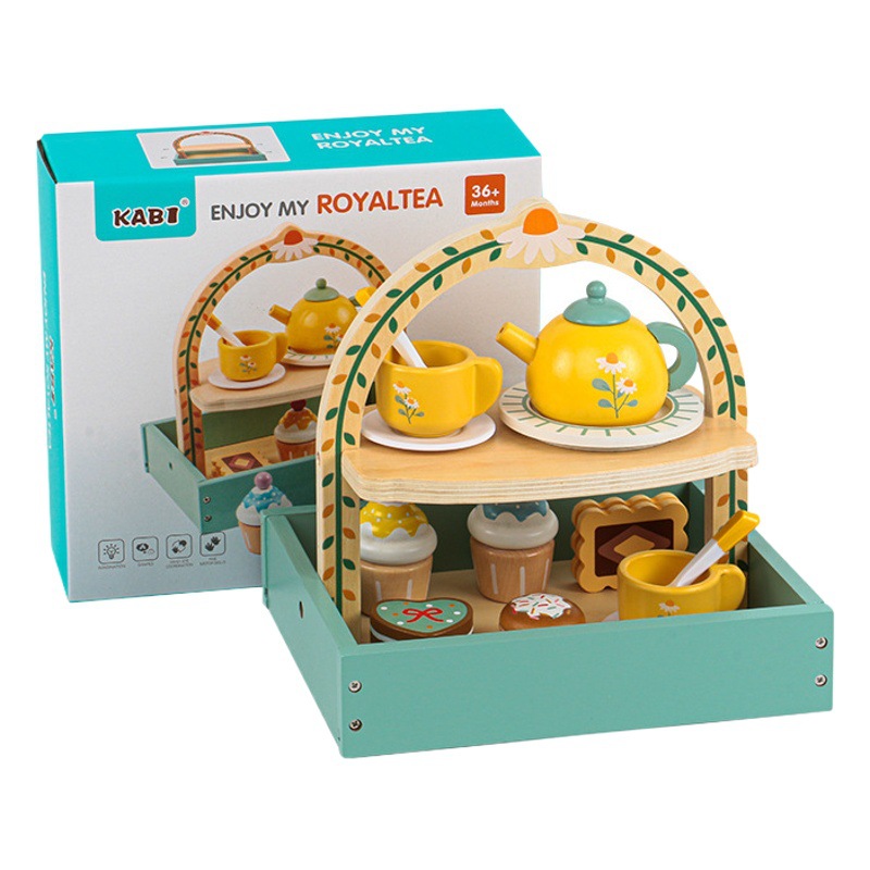 Play House pastel de simulación Royal Afternoon Tea cocina para niños estante de postre de doble capa juguetes interactivos para padres e hijos