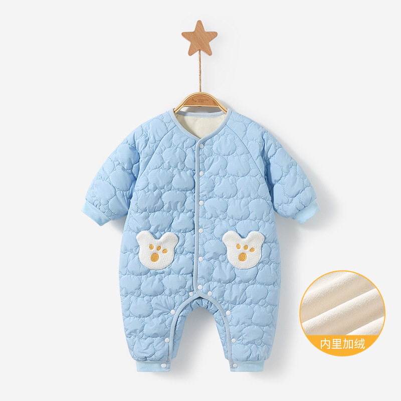Baby camiseta de invierno otoño ropa de recién nacidos para hombres y mujeres intercalado de algodón grueso y veludo 0 salir en marzo ropa de invierno bebé image 8