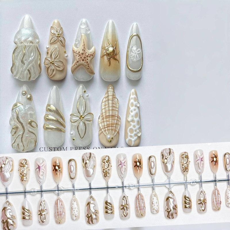 Cross-Border Export Model Y2K Millennial Sexy Style Artistic Mermaid Wears Nails European and American Marine Style Nail Art Patches