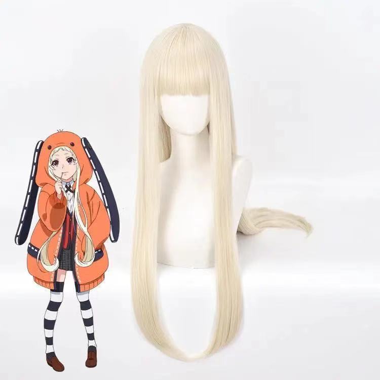 Anime cosplay Wig Women's Deep of Crazy Gambling Season 2 Yellow Spring Moon Luna Luna Beige Golden Long Straight Hair