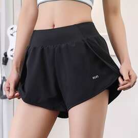 假两件高腰运动短裤女防走光速干宽松透气专业跑步瑜伽健身短裤夏