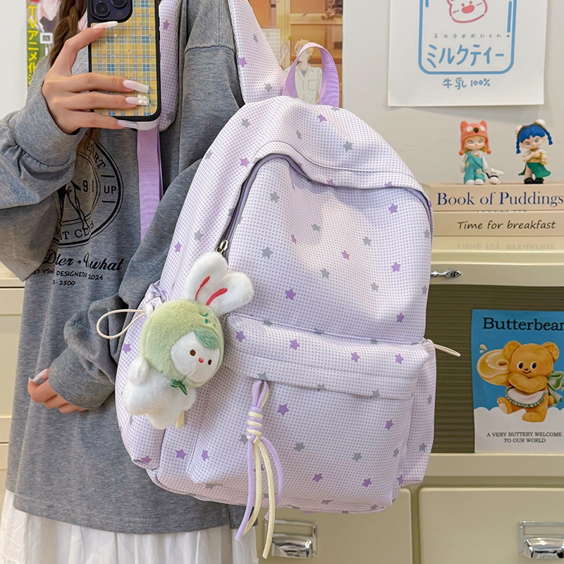 New Cute Backpack with Large Capacity, Korean Style Student School Bag for Girls, High Appearance Value, Simple, Fashionable, Versatile Travel Backpack