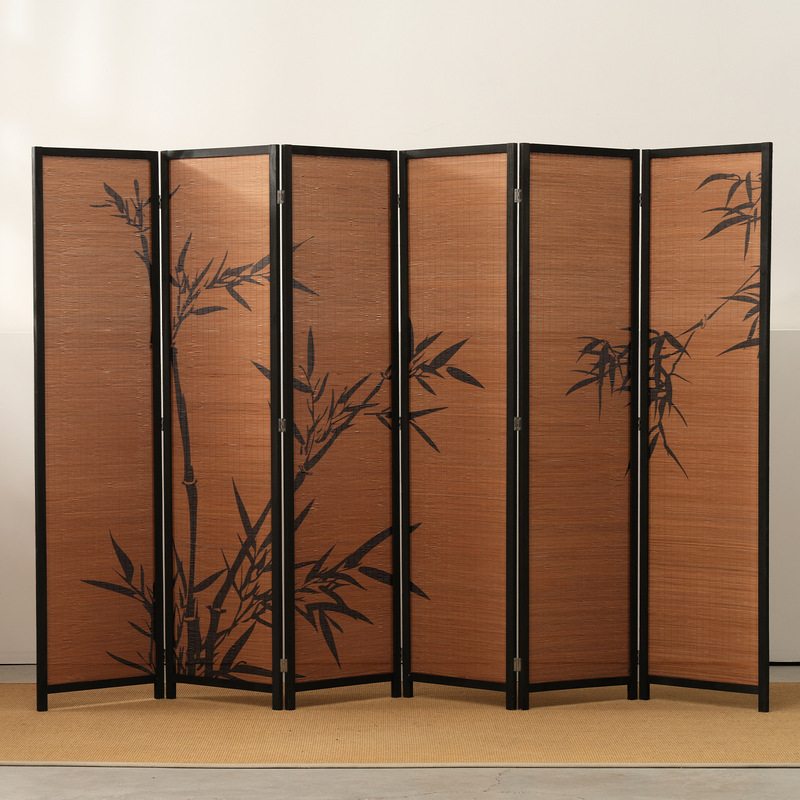 Foldable Screen Partition Entrance Entrance Entrance Living Room Tea House Guofeng Bamboo Shadow Decorative Wall Bamboo Walled Enclosure Balcony Transformation