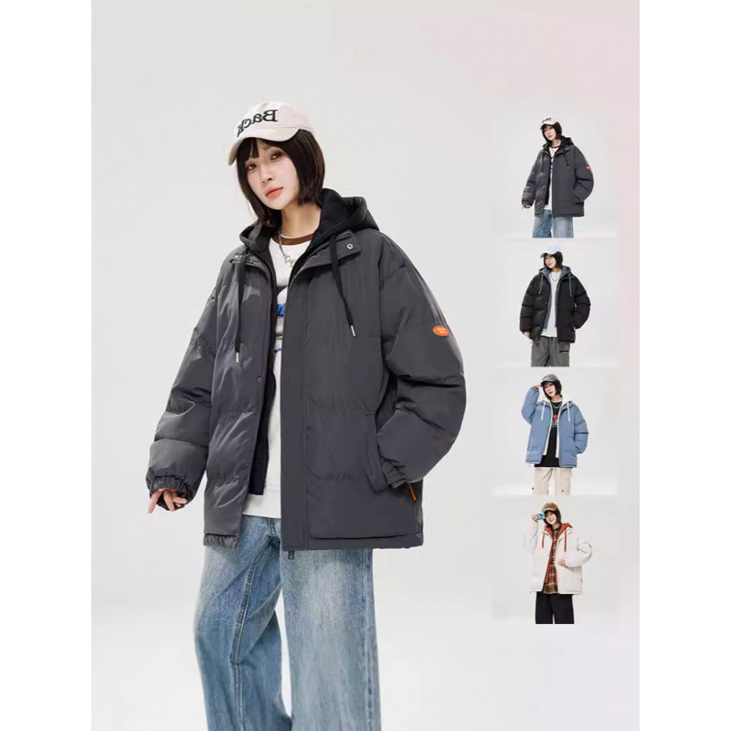 2024 invierno nuevo engrosado calentamiento con capuchón ropa de algodón suelta de tamaño grande juvenil falso de dos chaquetas casuales de algodón